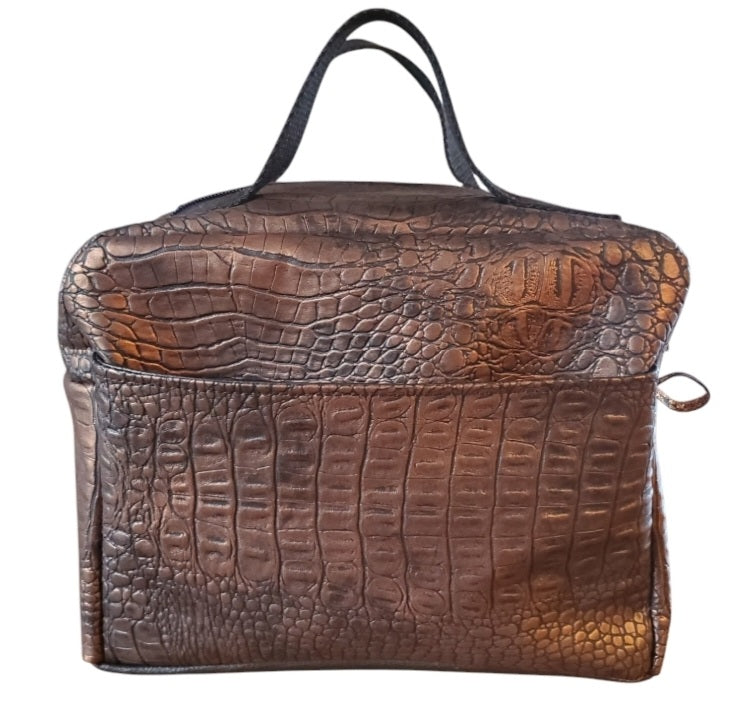 Vanity / Trousse de toilette en Croco bronze (Livraison FEVRIER 2025)