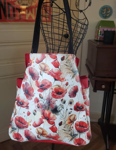 Bully Bag en simili "Coquelicot fond blanc" (Livraison DECEMBRE 2024)