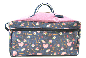 Mallette Infirmière Libérale XL 25x45x25 "Glam Nurse rose/marine"/dessus paillette rose gold (Livraison JANVIER 2025)