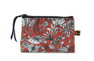 Pochette de sac  "Fleurs tropicales ocre rouge"