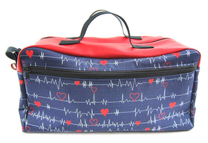 Mallette Infirmière Libérale XL 25x45x25 "Tracé coeur fond noir"/ dessus simili rouge (Livraison SEPTEMBRE 2024)