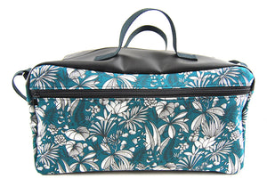 Mallette Infirmière Libérale XL 25x45x25 en "Fleurs tropicales"/ dessus vert canard (Livraison JUILLET 2025)