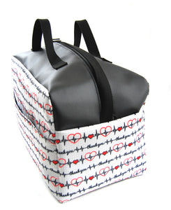 Mallette Infirmier Libéral XL 25x45x25 en "Tracé coeur fond blanc"