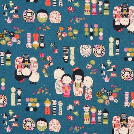 kokeshi fond bleu canard (pas à vendre)