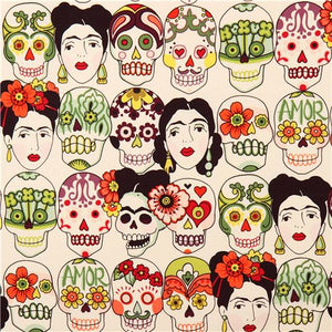 Tissu Frida et skulls fond crème (pas à vendre)