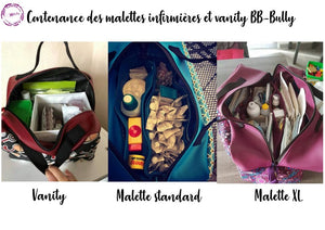 Mallette Infirmière Libérale XL 25x45x25 en enduit "Eventail bleu marine" (Livraison JUILLET 2025)