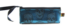 Charger l&#39;image dans la galerie, Trousse écolier en simili cuir &quot;Skulls bleu irisé&quot;